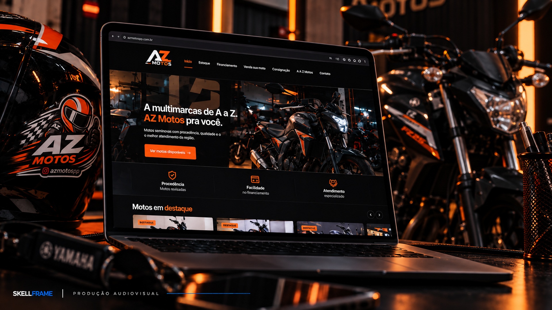 AZ Motos — projeto audiovisual da Skell Frame